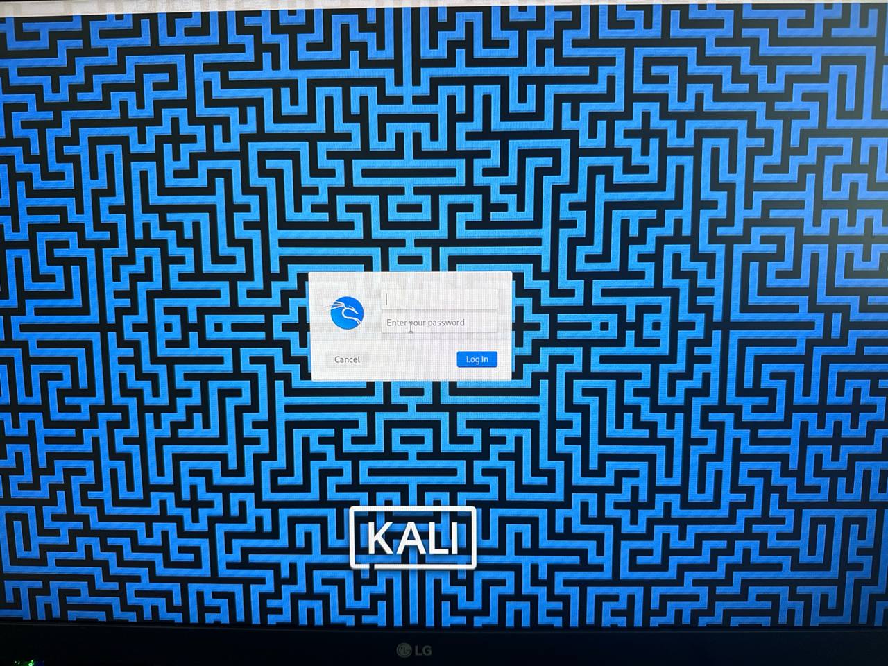 First successful Kali Linux login screen on the Youyeetoo X1S