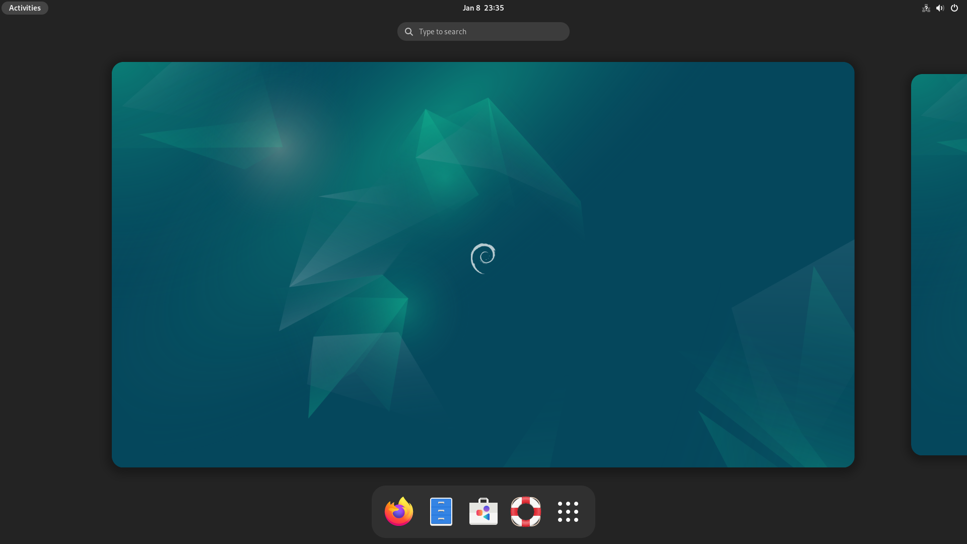 Terminal window on Debian desktop
